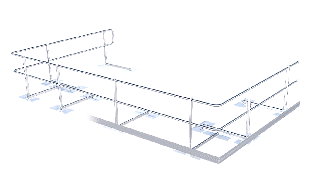 De ABS Guard OnTop Fusion dakrandbeveiliging als variant voor pvc-foliedaken.