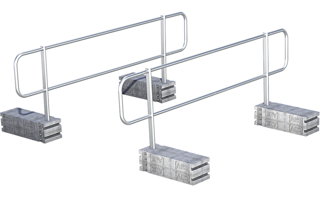 Illustratie van de toegangsset voor ABS Guard OnTop Weight dakrandbeveiliging