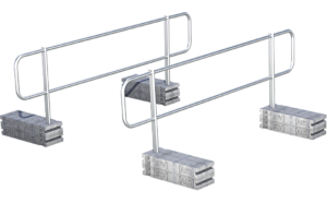 Illustratie van de toegangsset voor ABS Guard OnTop Weight dakrandbeveiliging