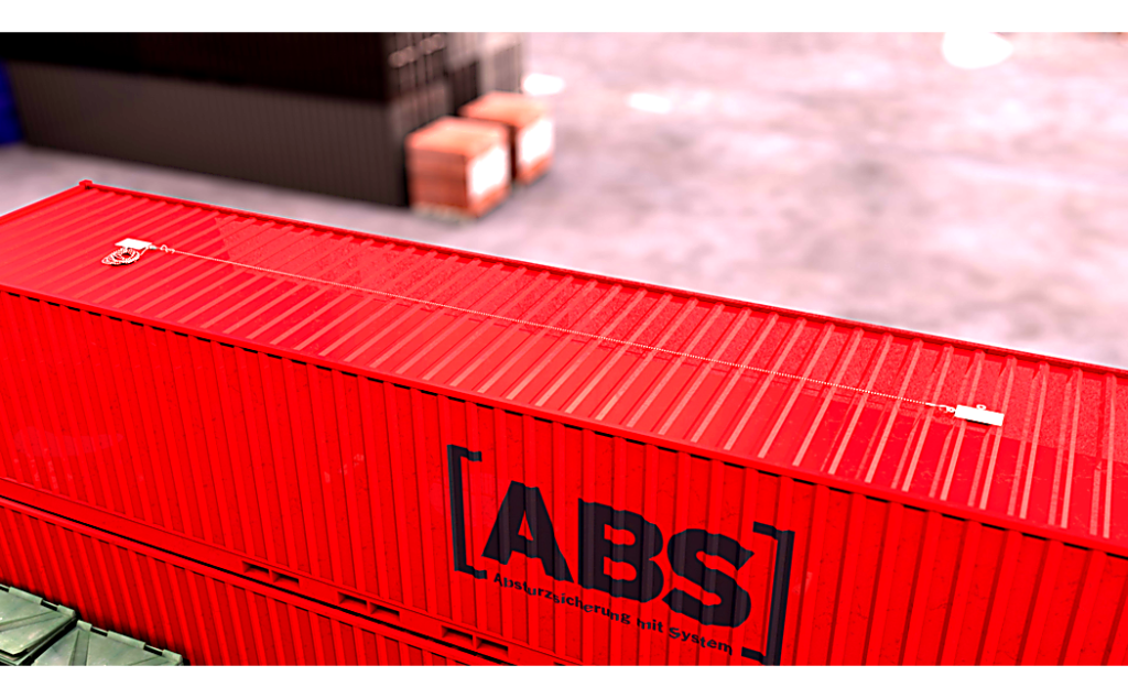 Der ABS-Lock X-Flat installert op en Container met en tijdelijke kabelsysteem