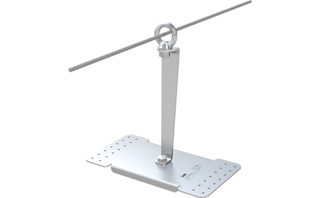 Het ABS-Lock X-Rivet aanlijnpunt met 350 mm lange steun.