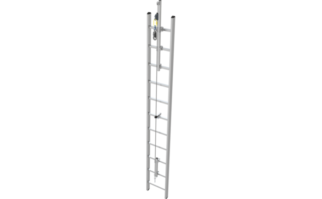 Verticaal railsysteem voor valbeveiliging aan vaste ladders