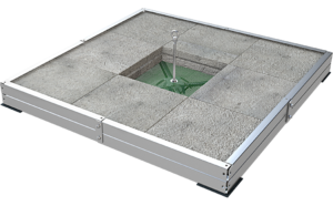 Een bijzonder stabiel ballastsysteem van het type ABS Weight OnTop Double.