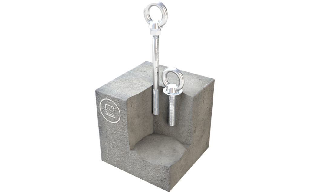 Afbeelding van het in beton gemonteerde aanlijnpunt ABS-Lock III-B.