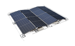 Op de foto is het railbeveiligingssysteem ABS AluTrax Ernst Schweizer te zien dat speciaal is ontwikkeld voor PV-installaties van het type east-west, south en green van Schweizer. Het L-vormige systeem met meeloper maakt veilig werken rondom de installatie mogelijk – zonder telkens omzetten van de karabijnhaak. Ideaal voor onderhoud, reiniging en installatie achteraf op platte daken.